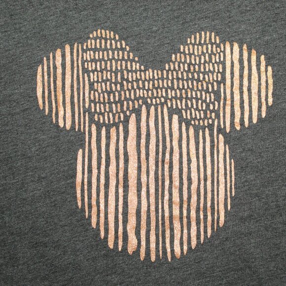 NWOT Disney Minnie Mouse Gray And Metallic Rose Gold Short Sleeve Shirt Small - Picture 2 of 6